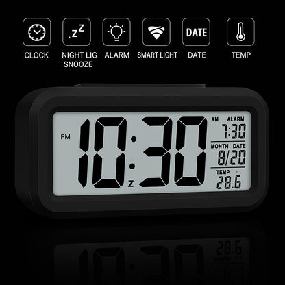 Smart Digital Alarm Clock with Sensor & Temperature Display