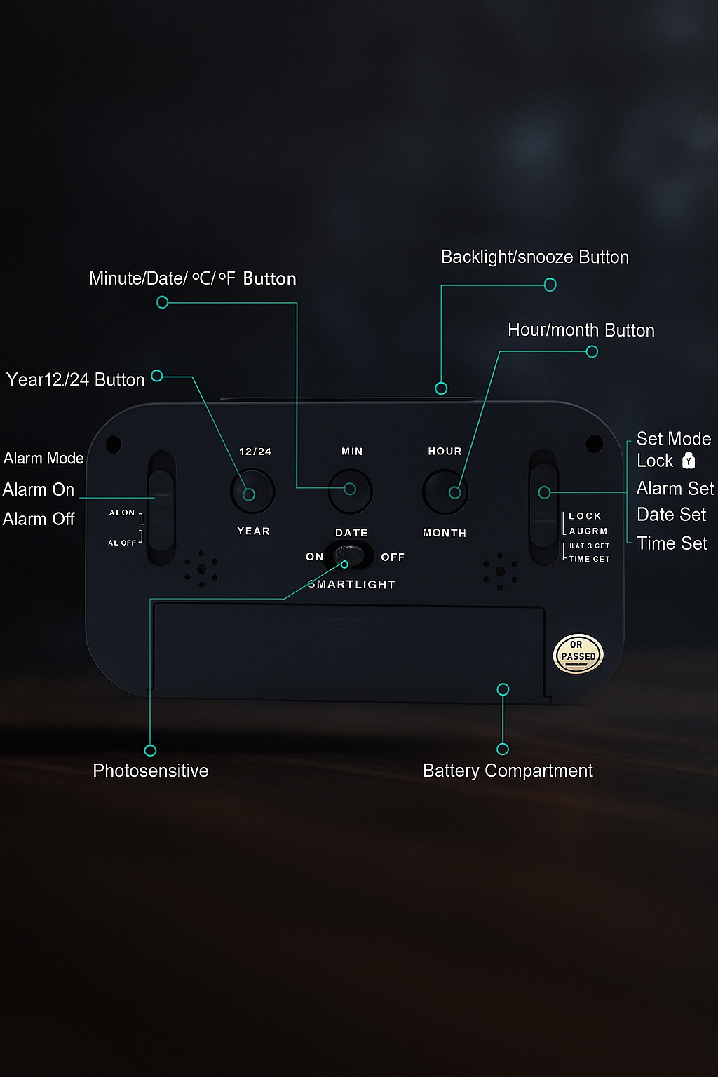 Smart Digital Alarm Clock with Sensor & Temperature Display