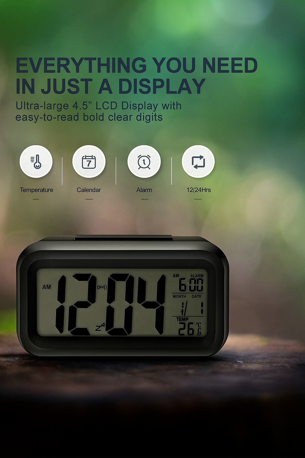 Smart Digital Alarm Clock with Sensor & Temperature Display